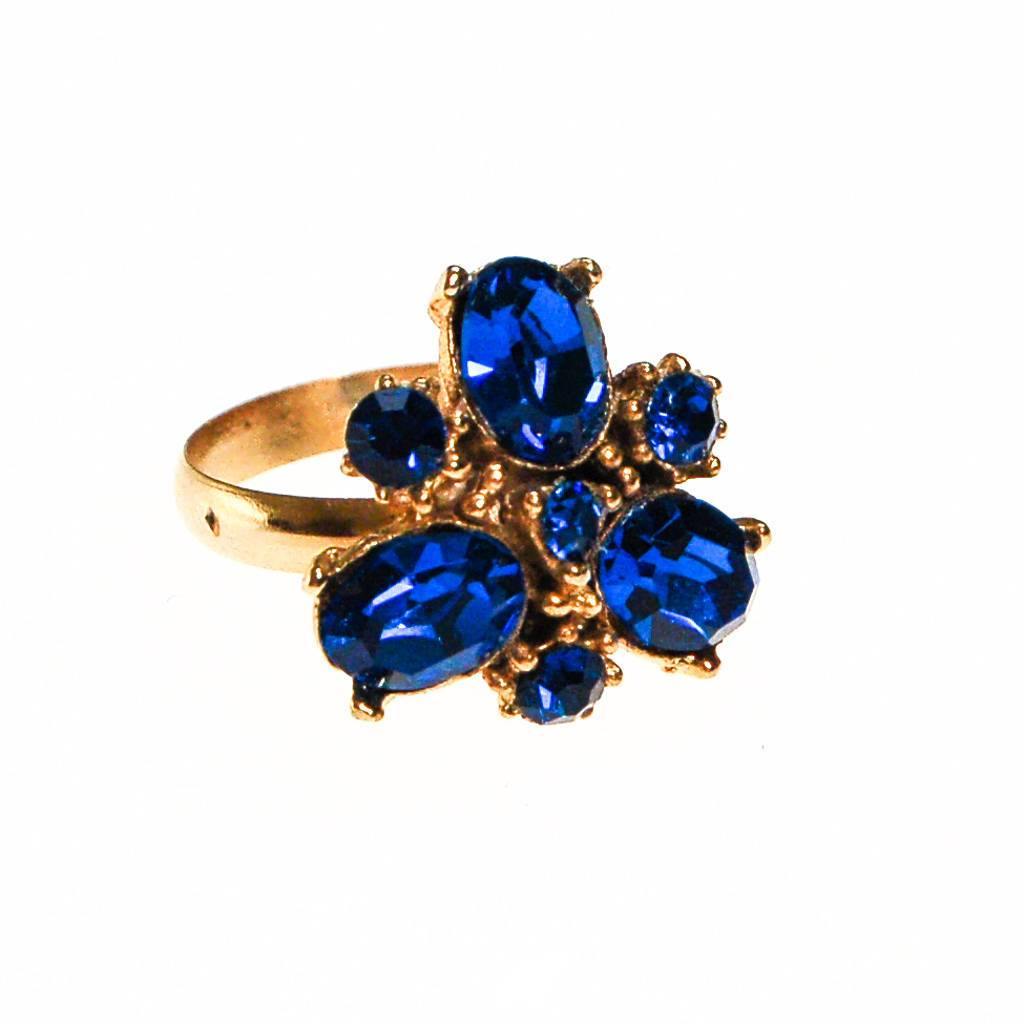 Blue Rhinestone Statement Ring