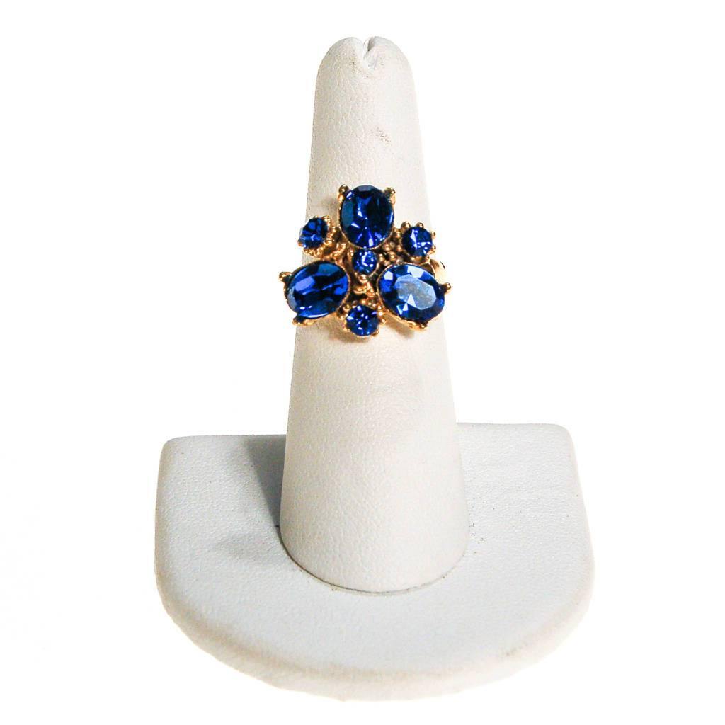 Blue Rhinestone Statement Ring by 1960s - Vintage Meet Modern Vintage Jewelry - Chicago, Illinois - #oldhollywoodglamour #vintagemeetmodern #designervintage #jewelrybox #antiquejewelry #vintagejewelry