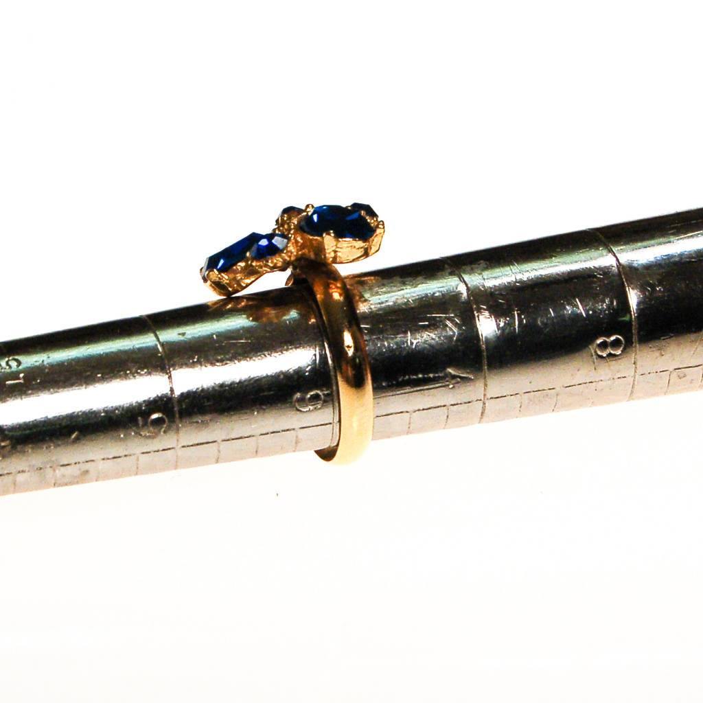 Blue Rhinestone Statement Ring by 1960s - Vintage Meet Modern Vintage Jewelry - Chicago, Illinois - #oldhollywoodglamour #vintagemeetmodern #designervintage #jewelrybox #antiquejewelry #vintagejewelry