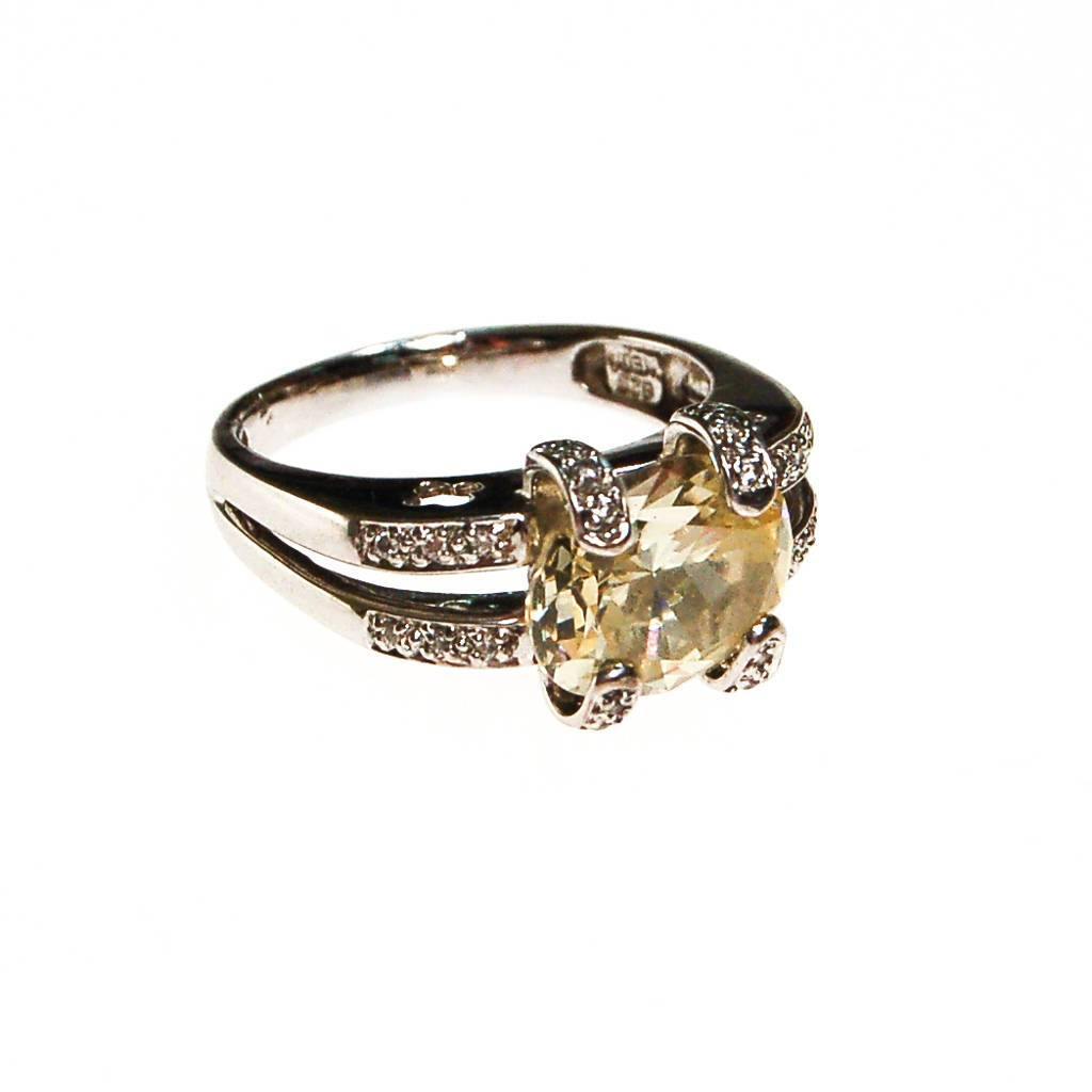 Yellow Diamond Diamonique Cubic Zirconia Engagement Ring
