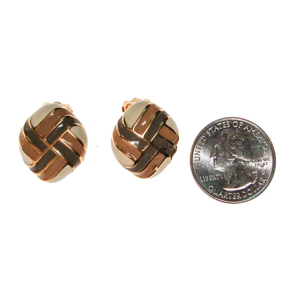 Vintage Joan Rivers Cream, Tan, Taupe Geometric Earrings by joan Rivers - Vintage Meet Modern Vintage Jewelry - Chicago, Illinois - #oldhollywoodglamour #vintagemeetmodern #designervintage #jewelrybox #antiquejewelry #vintagejewelry