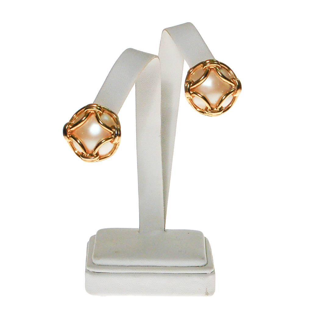 Vintage Joan Rivers Caged Pearl Earrings by Joan Rivers - Vintage Meet Modern Vintage Jewelry - Chicago, Illinois - #oldhollywoodglamour #vintagemeetmodern #designervintage #jewelrybox #antiquejewelry #vintagejewelry