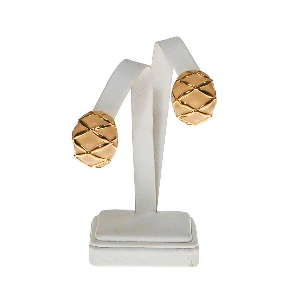 Vintage Joan Rivers Cream and Gold Earrings by Joan Rivers - Vintage Meet Modern Vintage Jewelry - Chicago, Illinois - #oldhollywoodglamour #vintagemeetmodern #designervintage #jewelrybox #antiquejewelry #vintagejewelry