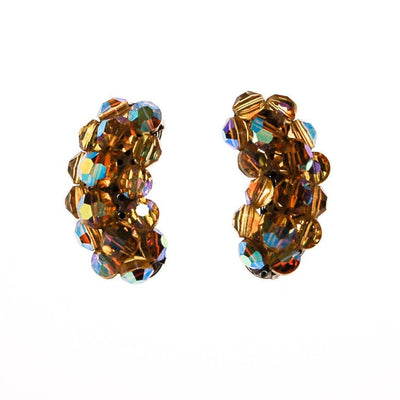 Golden Aurora Borealis Beaded Crystal Ear Crawler Earrings by 1950s - Vintage Meet Modern Vintage Jewelry - Chicago, Illinois - #oldhollywoodglamour #vintagemeetmodern #designervintage #jewelrybox #antiquejewelry #vintagejewelry