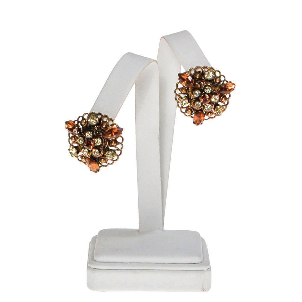 Vintage Amber and Citrine Rhinestone Earrings by 1960s - Vintage Meet Modern Vintage Jewelry - Chicago, Illinois - #oldhollywoodglamour #vintagemeetmodern #designervintage #jewelrybox #antiquejewelry #vintagejewelry