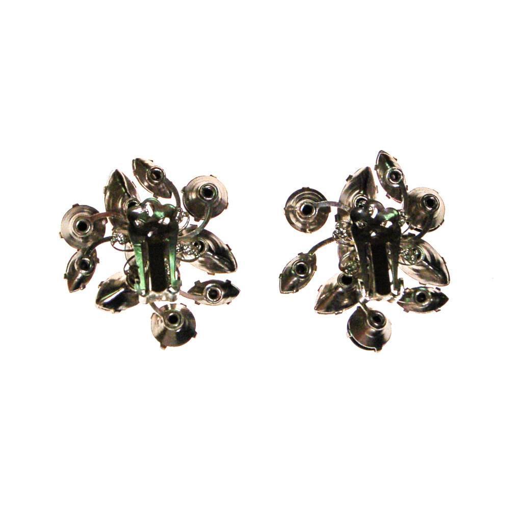 Vintage Opaline, Blue, Smokey Gray Rhinestone Statement Earrings by 1960s - Vintage Meet Modern Vintage Jewelry - Chicago, Illinois - #oldhollywoodglamour #vintagemeetmodern #designervintage #jewelrybox #antiquejewelry #vintagejewelry
