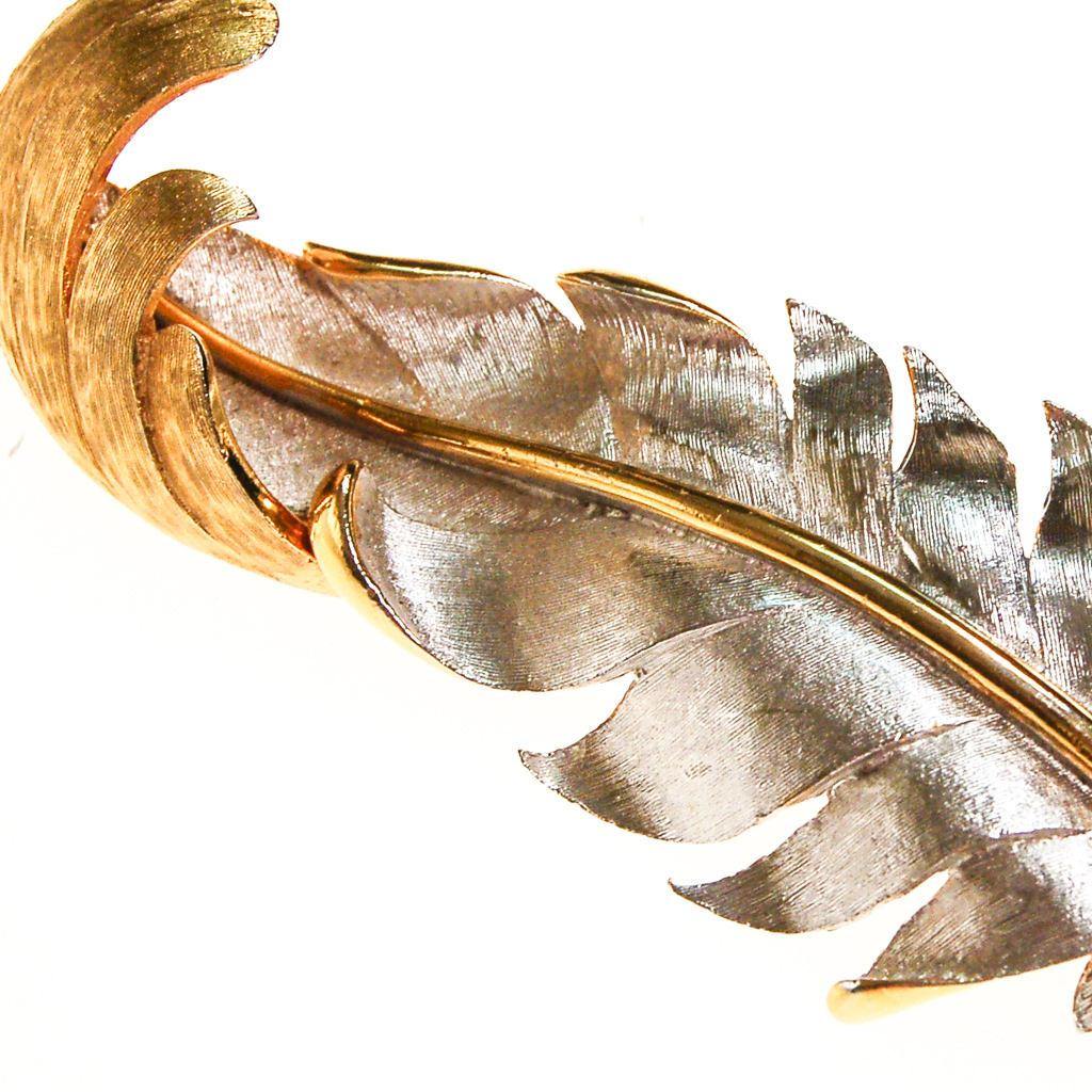 Marvella Silver and Gold Tone Leaf Brooch by Marvella - Vintage Meet Modern Vintage Jewelry - Chicago, Illinois - #oldhollywoodglamour #vintagemeetmodern #designervintage #jewelrybox #antiquejewelry #vintagejewelry