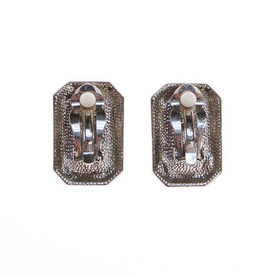 Black White and Rhinestone Art Deco Style Clip Earrings by 1980S - Vintage Meet Modern Vintage Jewelry - Chicago, Illinois - #oldhollywoodglamour #vintagemeetmodern #designervintage #jewelrybox #antiquejewelry #vintagejewelry