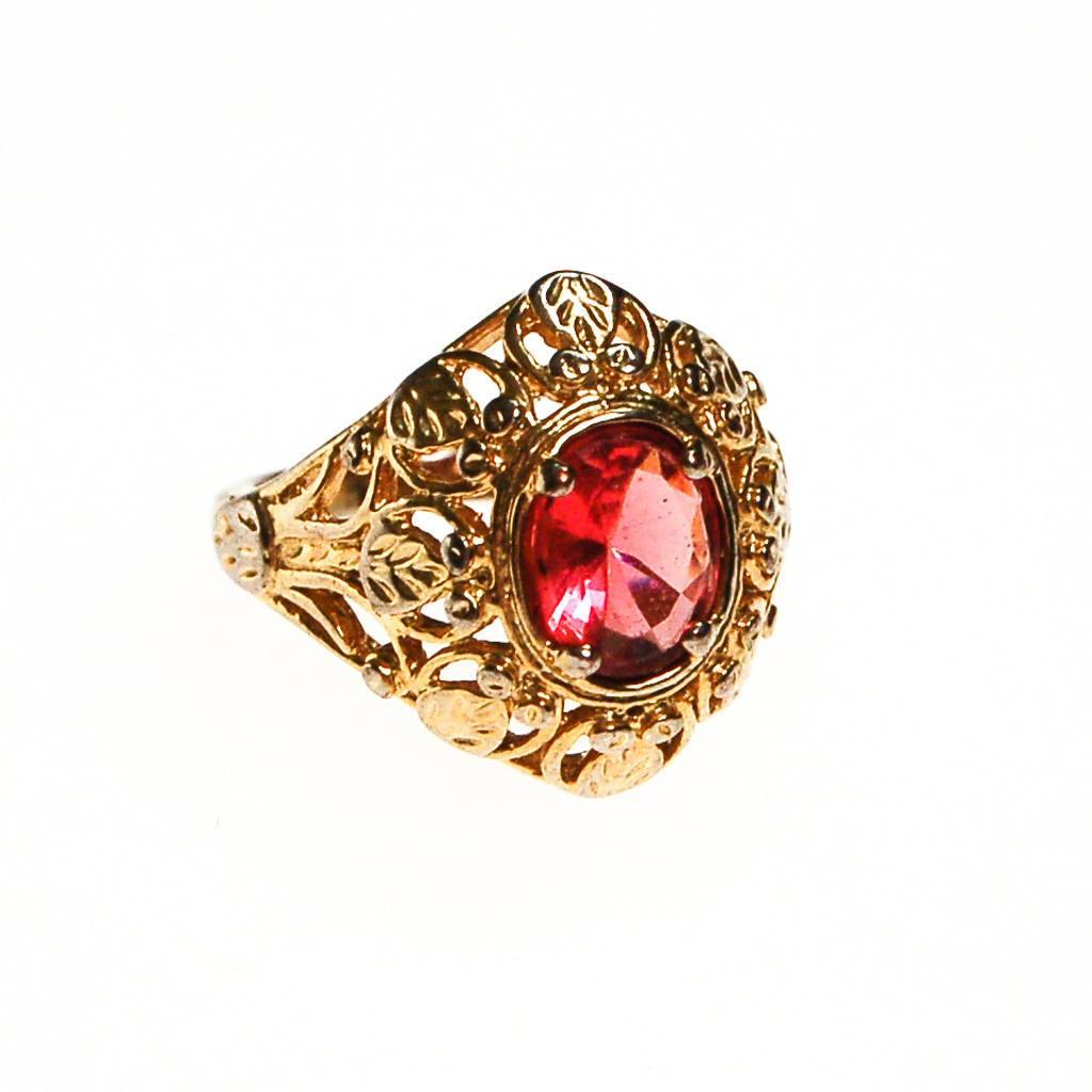 Vintage Victorian Revival Pink Crystal Ring