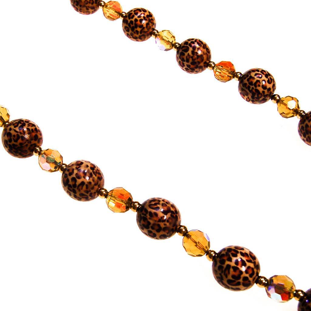 Vintage Joan Rivers Leopard Print and Crystal Bead Necklace by Joan Rivers - Vintage Meet Modern Vintage Jewelry - Chicago, Illinois - #oldhollywoodglamour #vintagemeetmodern #designervintage #jewelrybox #antiquejewelry #vintagejewelry