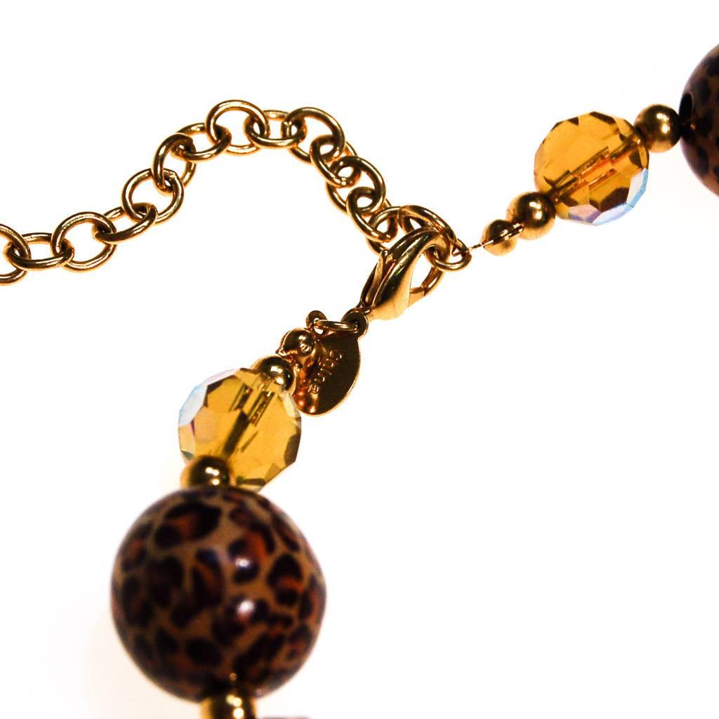 Vintage Joan Rivers Leopard Print and Crystal Bead Necklace by Joan Rivers - Vintage Meet Modern Vintage Jewelry - Chicago, Illinois - #oldhollywoodglamour #vintagemeetmodern #designervintage #jewelrybox #antiquejewelry #vintagejewelry