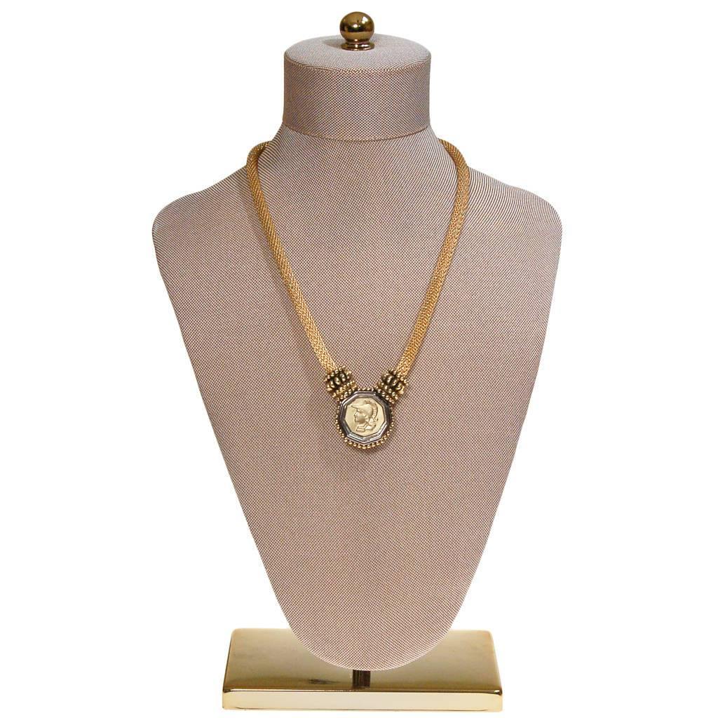 Vintage Gold French Coin Necklace by 1980s - Vintage Meet Modern Vintage Jewelry - Chicago, Illinois - #oldhollywoodglamour #vintagemeetmodern #designervintage #jewelrybox #antiquejewelry #vintagejewelry