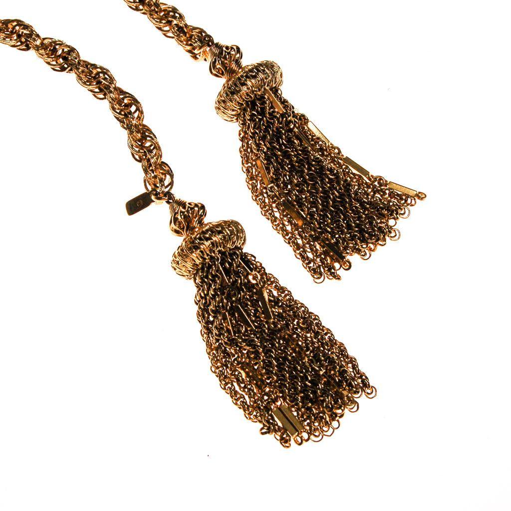Vintage Monet Gold Tassel Lariat Necklace by Monet - Vintage Meet Modern Vintage Jewelry - Chicago, Illinois - #oldhollywoodglamour #vintagemeetmodern #designervintage #jewelrybox #antiquejewelry #vintagejewelry