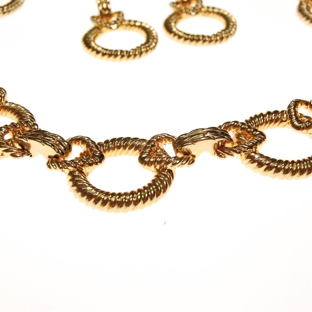 Vintage Piscitelli Large Gold Cable Link Necklace and Earring Set, 1980s, Designer by Piscitelli - Vintage Meet Modern Vintage Jewelry - Chicago, Illinois - #oldhollywoodglamour #vintagemeetmodern #designervintage #jewelrybox #antiquejewelry #vintagejewelry