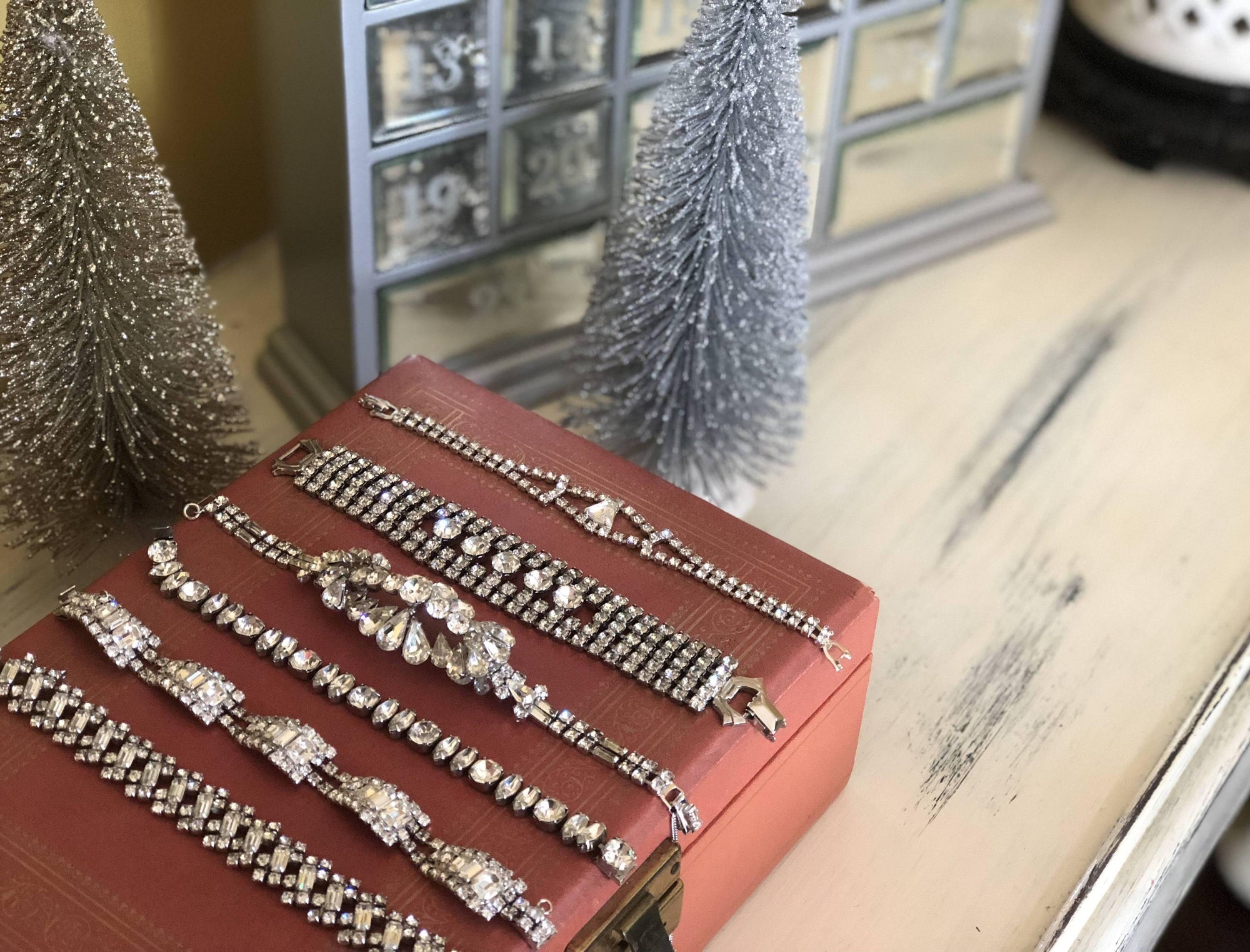 Vintage Art Deco Rhinestone Bracelet by 1950s - Vintage Meet Modern Vintage Jewelry - Chicago, Illinois - #oldhollywoodglamour #vintagemeetmodern #designervintage #jewelrybox #antiquejewelry #vintagejewelry