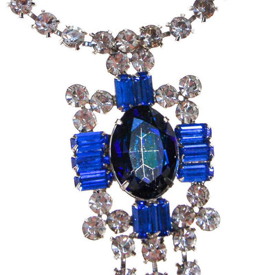 Vintage Sapphire Blue and Diamante Rhinestone Statement Necklace by 1950s - Vintage Meet Modern Vintage Jewelry - Chicago, Illinois - #oldhollywoodglamour #vintagemeetmodern #designervintage #jewelrybox #antiquejewelry #vintagejewelry