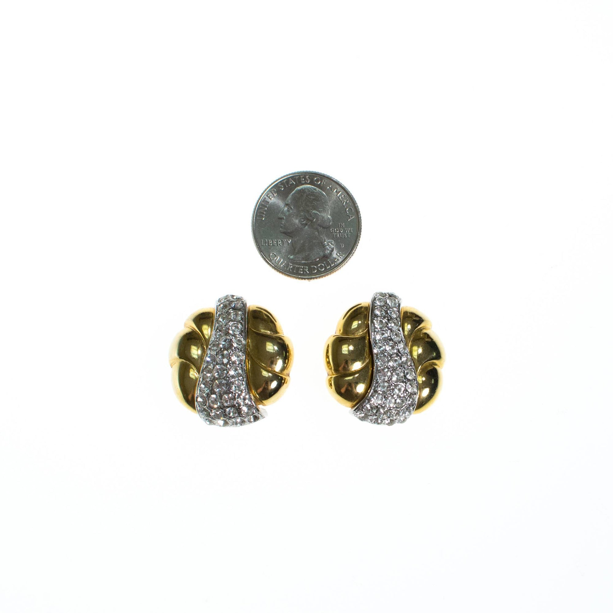 Vintage Erwin Pearl Gold and Sparkling Rhinestone Earrings by Erwin Pearl - Vintage Meet Modern Vintage Jewelry - Chicago, Illinois - #oldhollywoodglamour #vintagemeetmodern #designervintage #jewelrybox #antiquejewelry #vintagejewelry