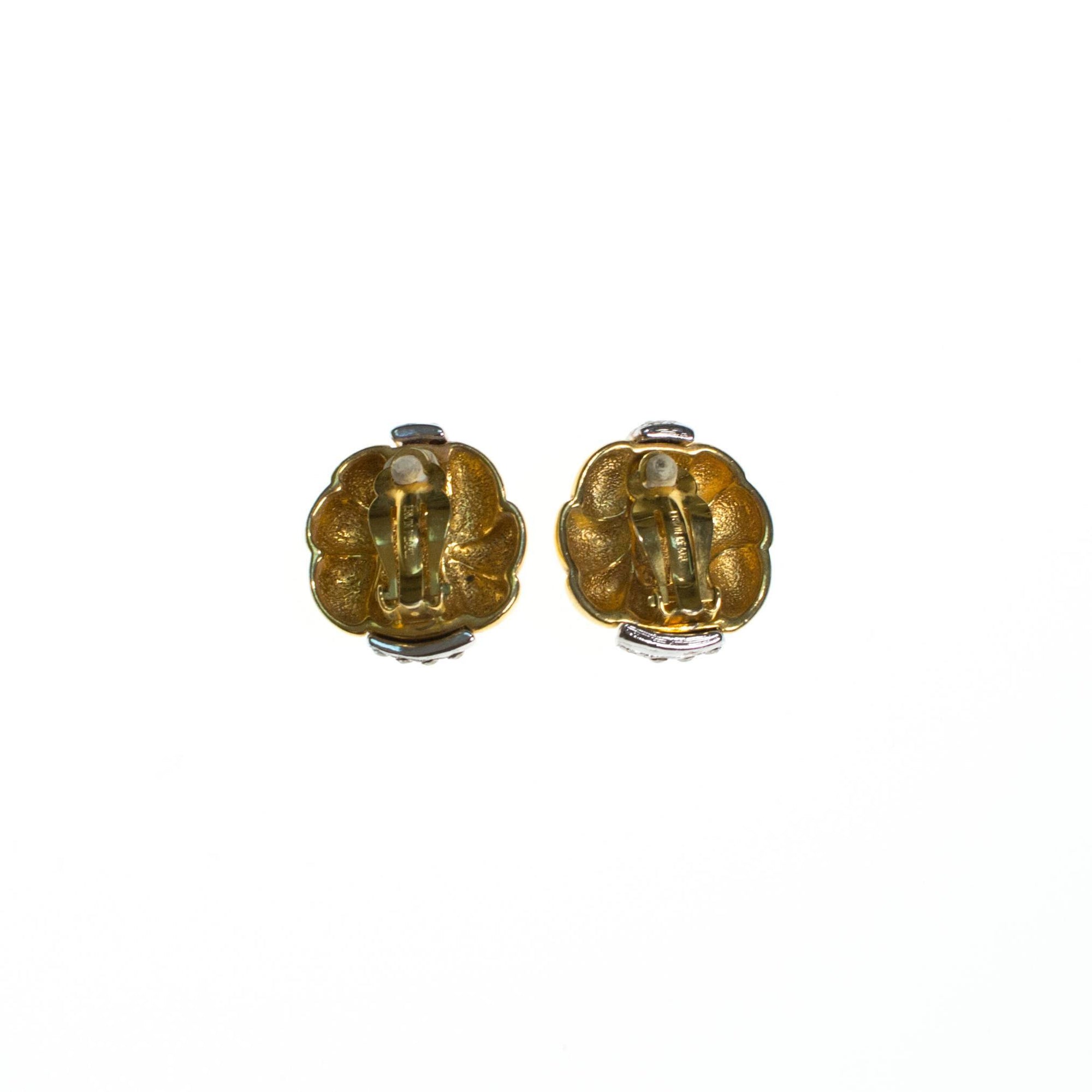 Vintage Erwin Pearl Gold and Sparkling Rhinestone Earrings by Erwin Pearl - Vintage Meet Modern Vintage Jewelry - Chicago, Illinois - #oldhollywoodglamour #vintagemeetmodern #designervintage #jewelrybox #antiquejewelry #vintagejewelry