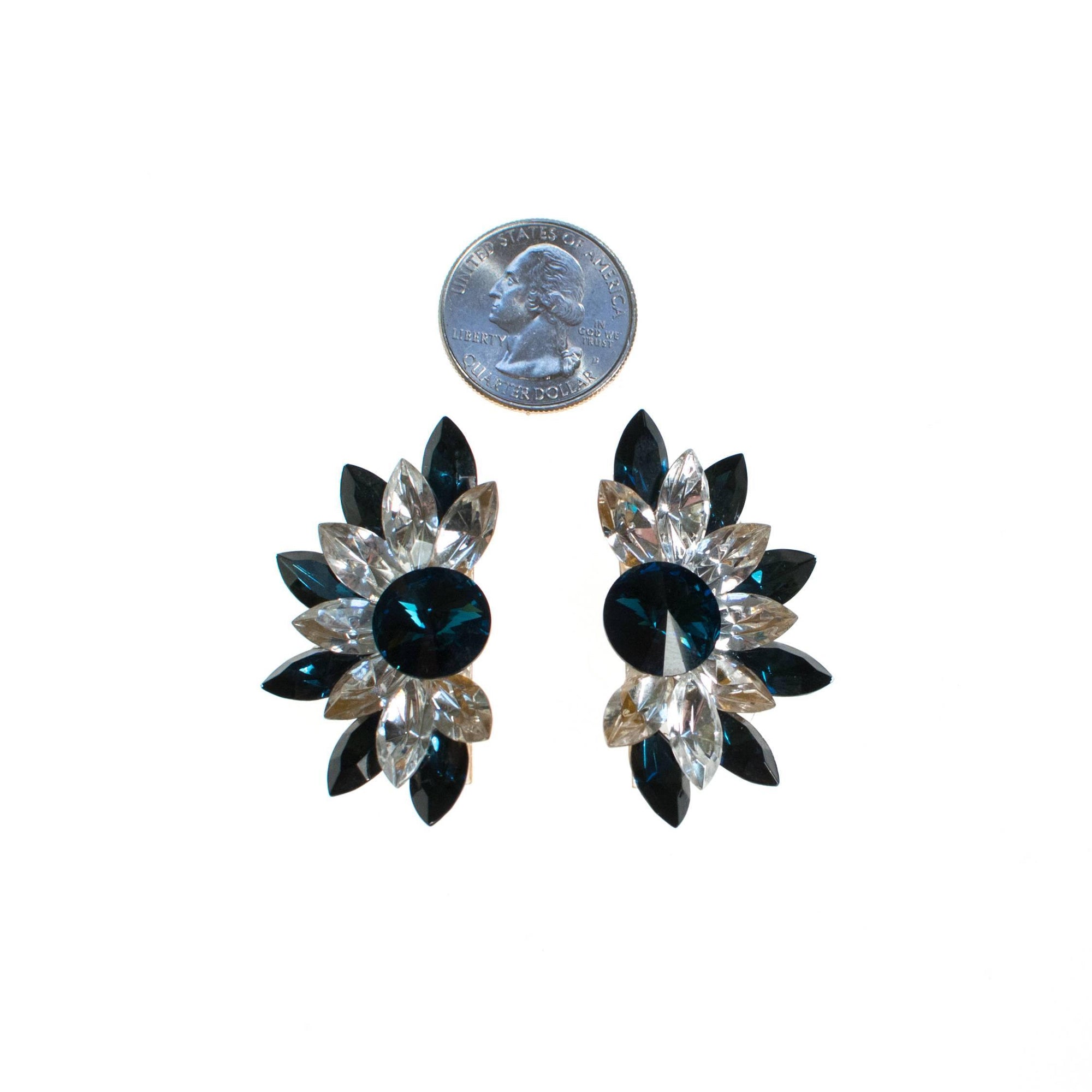Wendy Gell Blue and  Diamante Rhinestone Statement Earrings by Wendy Gell - Vintage Meet Modern Vintage Jewelry - Chicago, Illinois - #oldhollywoodglamour #vintagemeetmodern #designervintage #jewelrybox #antiquejewelry #vintagejewelry