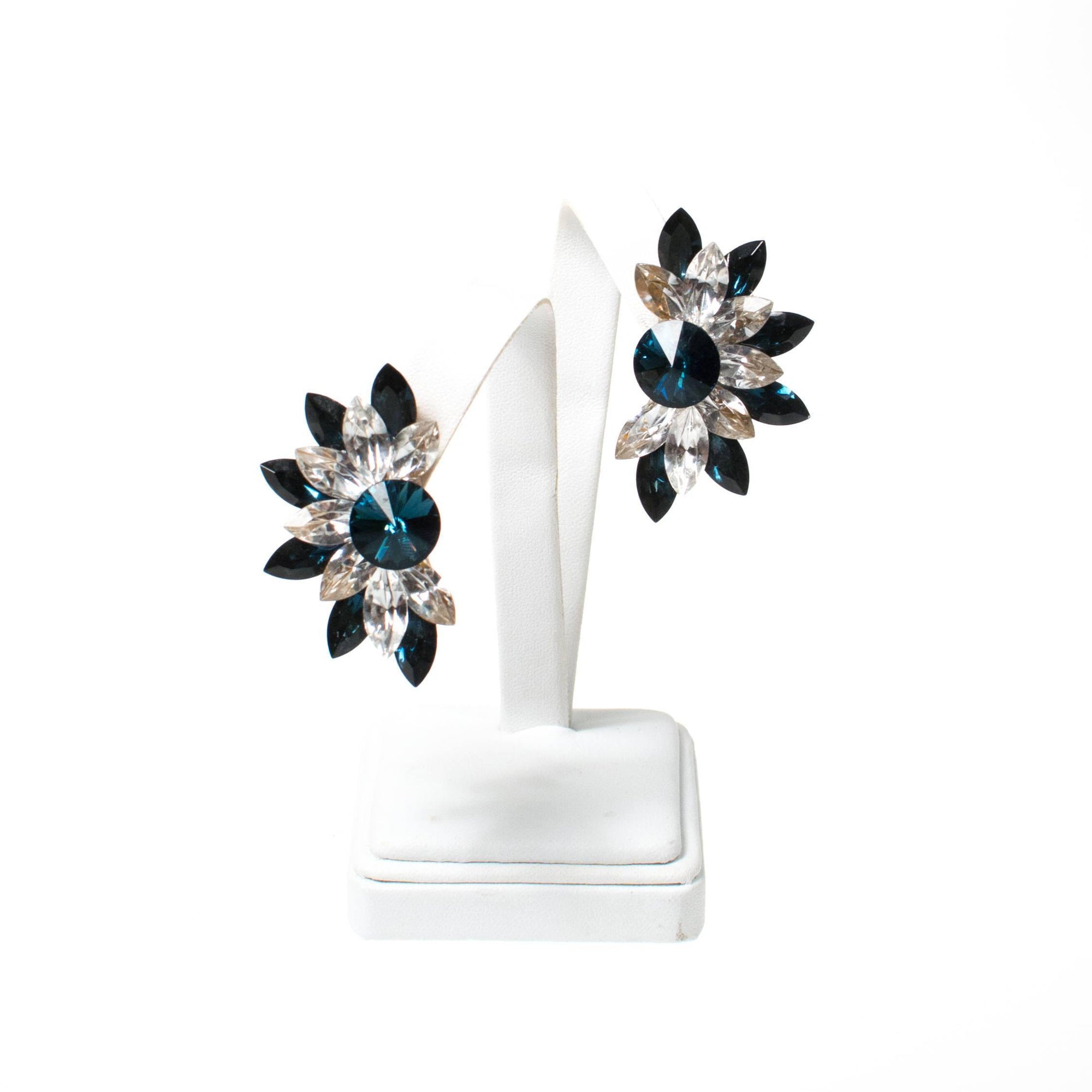 Wendy Gell Blue and  Diamante Rhinestone Statement Earrings by Wendy Gell - Vintage Meet Modern Vintage Jewelry - Chicago, Illinois - #oldhollywoodglamour #vintagemeetmodern #designervintage #jewelrybox #antiquejewelry #vintagejewelry