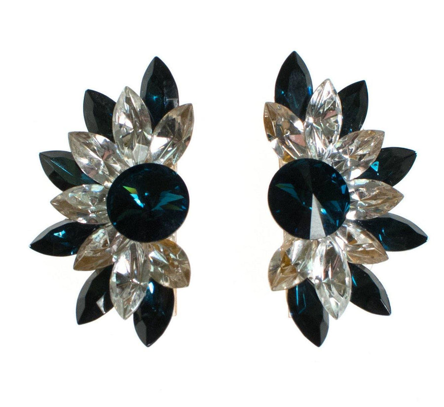 Wendy Gell Blue and  Diamante Rhinestone Statement Earrings by Wendy Gell - Vintage Meet Modern Vintage Jewelry - Chicago, Illinois - #oldhollywoodglamour #vintagemeetmodern #designervintage #jewelrybox #antiquejewelry #vintagejewelry