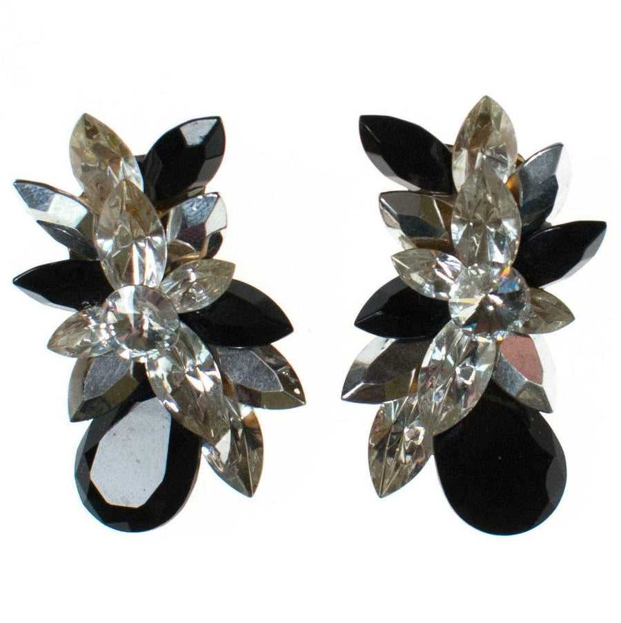 Wendy Gell Black and Diamante Rhinestone Statement Earrings by Wendy Gell - Vintage Meet Modern Vintage Jewelry - Chicago, Illinois - #oldhollywoodglamour #vintagemeetmodern #designervintage #jewelrybox #antiquejewelry #vintagejewelry