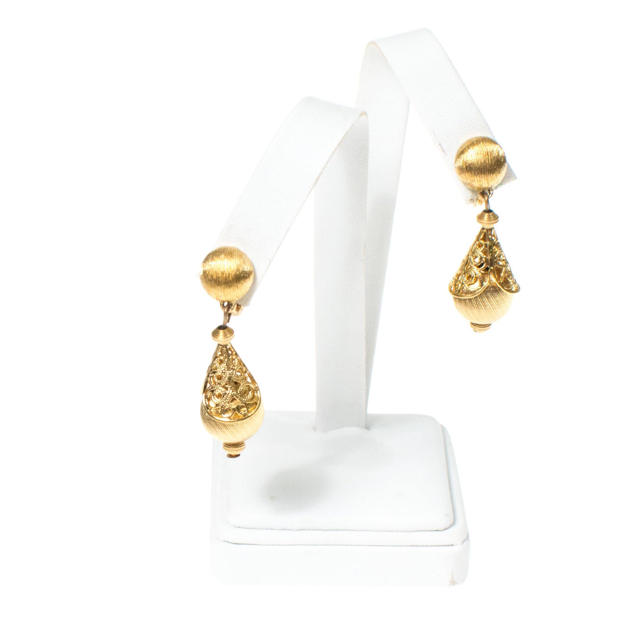 Monet Gold Bolero Dangling Earrings, Clip On by Monet - Vintage Meet Modern Vintage Jewelry - Chicago, Illinois - #oldhollywoodglamour #vintagemeetmodern #designervintage #jewelrybox #antiquejewelry #vintagejewelry