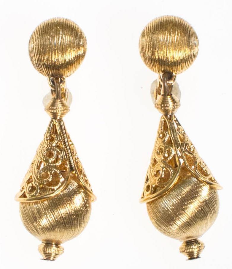Monet Gold Bolero Dangling Earrings, Clip On