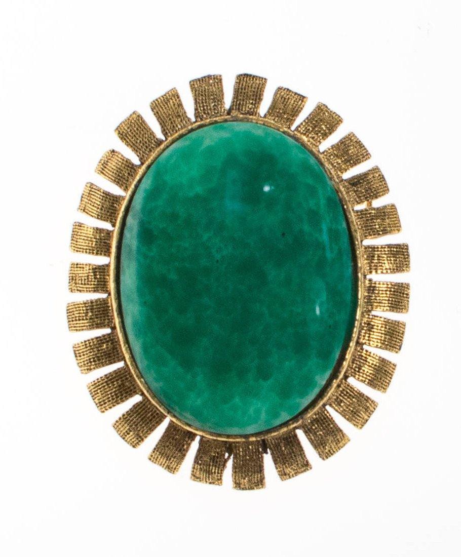 Mid Century Modern Faux Jade Brooch Pendant