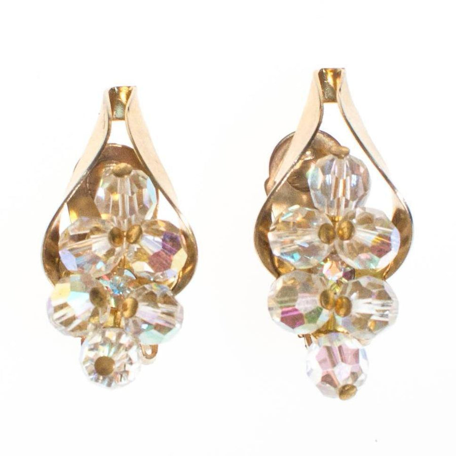 Vintage Aurora Borealis Crystal Bead Statement Earrings by 1960s - Vintage Meet Modern Vintage Jewelry - Chicago, Illinois - #oldhollywoodglamour #vintagemeetmodern #designervintage #jewelrybox #antiquejewelry #vintagejewelry