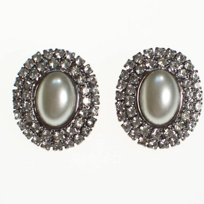 Vintage Pearl and Rhinestone Statement Earrings by 1980s - Vintage Meet Modern Vintage Jewelry - Chicago, Illinois - #oldhollywoodglamour #vintagemeetmodern #designervintage #jewelrybox #antiquejewelry #vintagejewelry