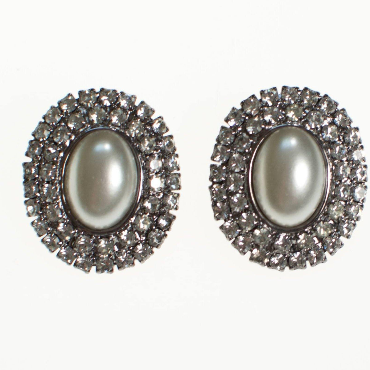 Vintage Pearl and Rhinestone Statement Earrings