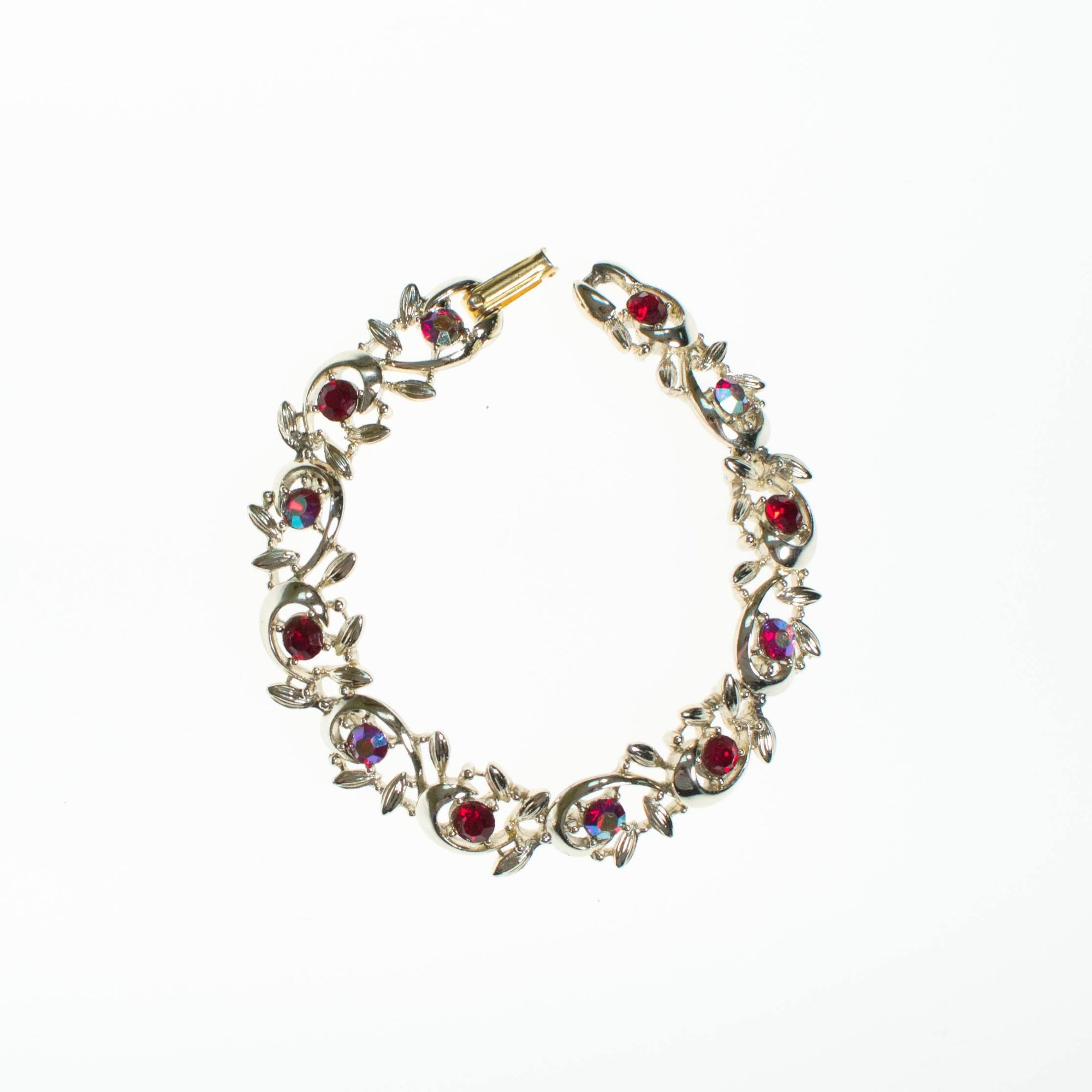 BSK Red Rhinestone Bracelet by BSK - Vintage Meet Modern Vintage Jewelry - Chicago, Illinois - #oldhollywoodglamour #vintagemeetmodern #designervintage #jewelrybox #antiquejewelry #vintagejewelry