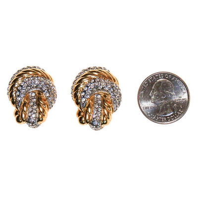 Vintage Nolan Miller Gold Knot and Pave Rhinestone Earrings by Nolan Miller - Vintage Meet Modern Vintage Jewelry - Chicago, Illinois - #oldhollywoodglamour #vintagemeetmodern #designervintage #jewelrybox #antiquejewelry #vintagejewelry
