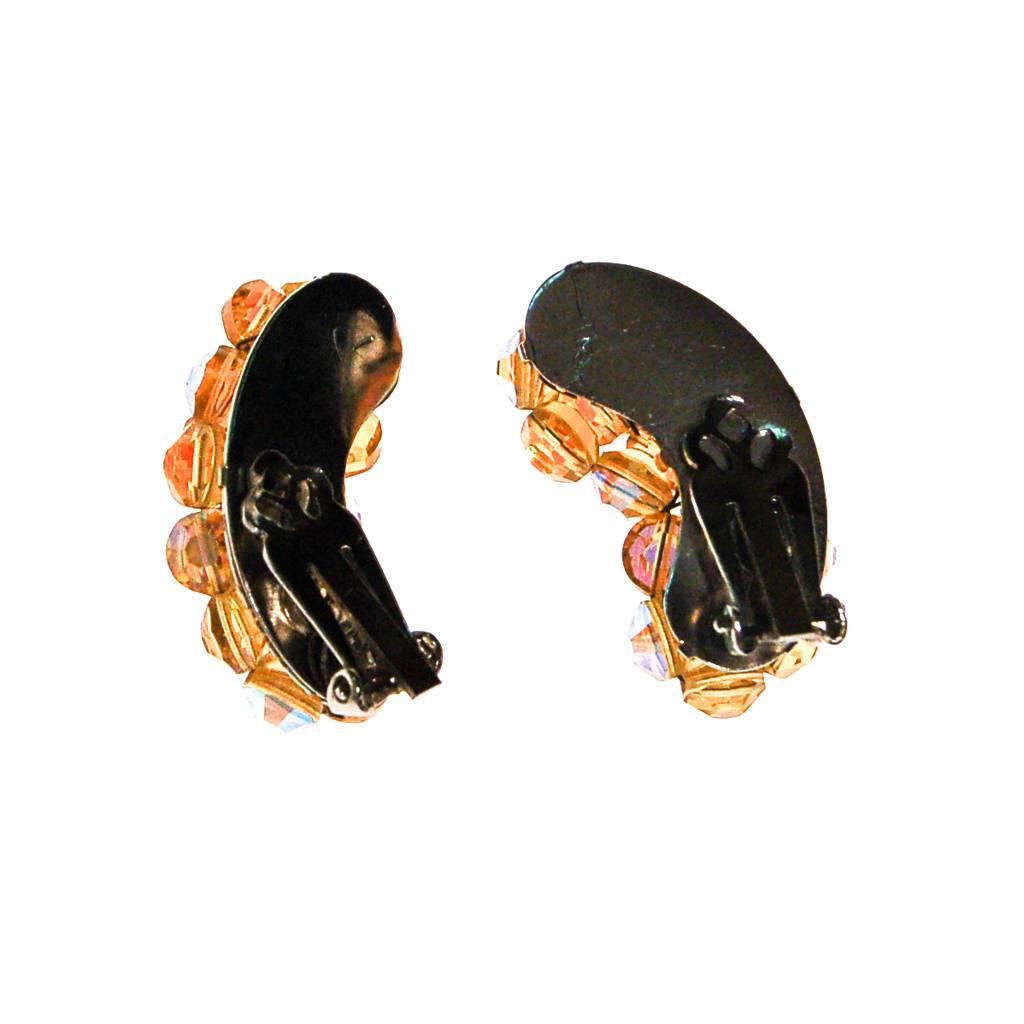 Golden Aurora Borealis Beaded Crystal Ear Crawler Earrings by 1950s - Vintage Meet Modern Vintage Jewelry - Chicago, Illinois - #oldhollywoodglamour #vintagemeetmodern #designervintage #jewelrybox #antiquejewelry #vintagejewelry