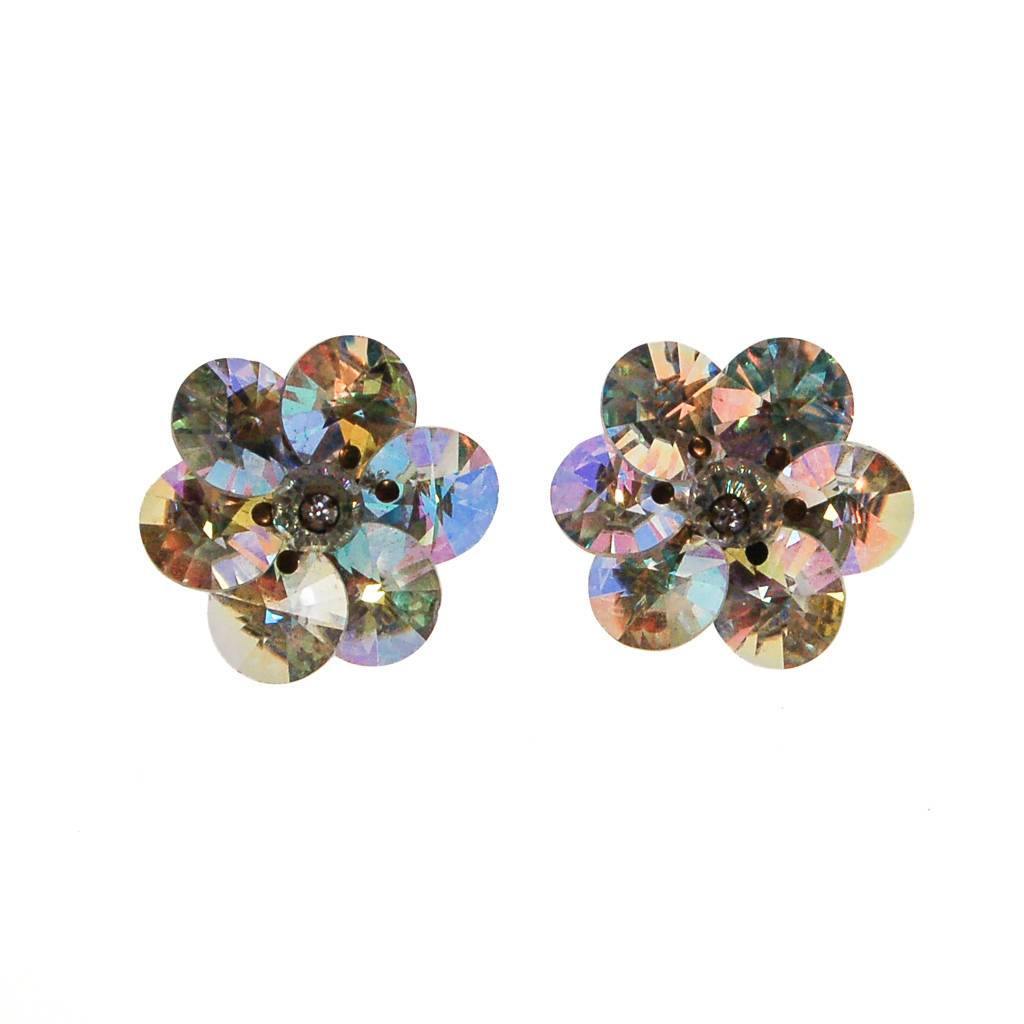 Aurora Borealis Beaded Clip Earrings