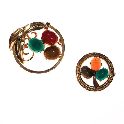 Vintage Scarab Gemstone Scatter Pins, Carved Carnelian, Jade, Tigers Eye, Gold Filled by 1960s - Vintage Meet Modern Vintage Jewelry - Chicago, Illinois - #oldhollywoodglamour #vintagemeetmodern #designervintage #jewelrybox #antiquejewelry #vintagejewelry