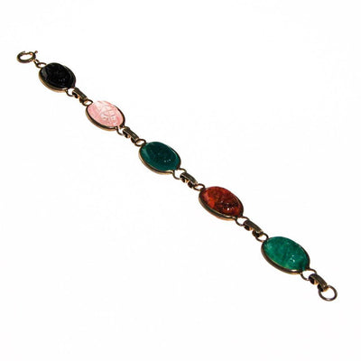 Vintage Semi Precious Scarab Bracelet, Onyx, Rose Quartz, Jade, Chrysoprase, 1960s by 1960s - Vintage Meet Modern Vintage Jewelry - Chicago, Illinois - #oldhollywoodglamour #vintagemeetmodern #designervintage #jewelrybox #antiquejewelry #vintagejewelry