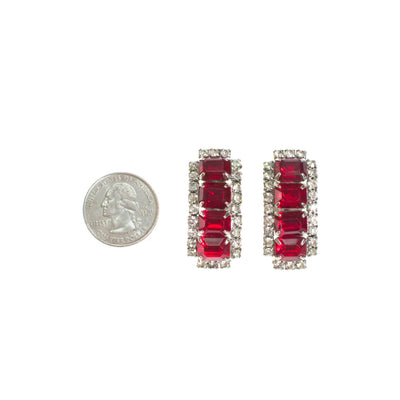 Vintage Art Deco Ruby Red Rhinestone Statement Earrings by 1940s - Vintage Meet Modern Vintage Jewelry - Chicago, Illinois - #oldhollywoodglamour #vintagemeetmodern #designervintage #jewelrybox #antiquejewelry #vintagejewelry