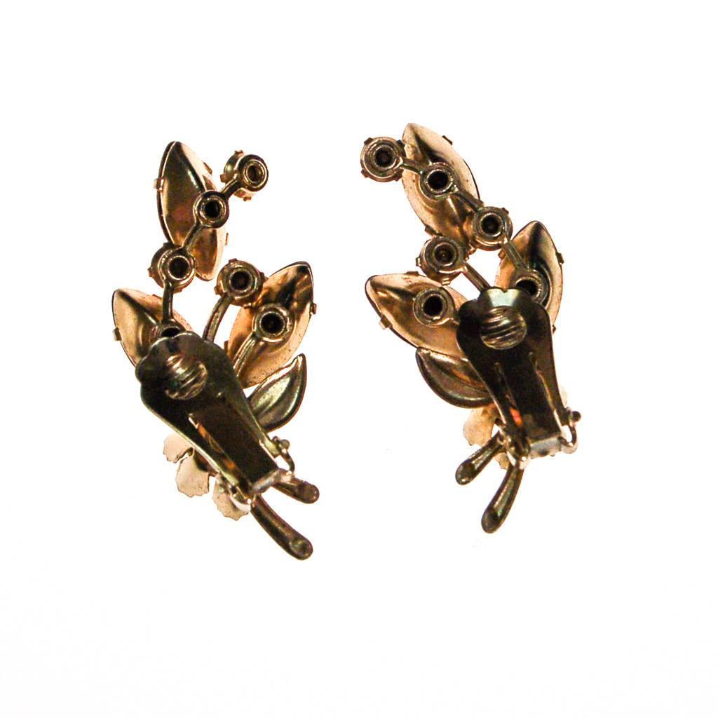 Vintage Amber and Yellow Rhinestone Flower Statement Earrings, Ear Crawler, Clip On by 1960s - Vintage Meet Modern Vintage Jewelry - Chicago, Illinois - #oldhollywoodglamour #vintagemeetmodern #designervintage #jewelrybox #antiquejewelry #vintagejewelry