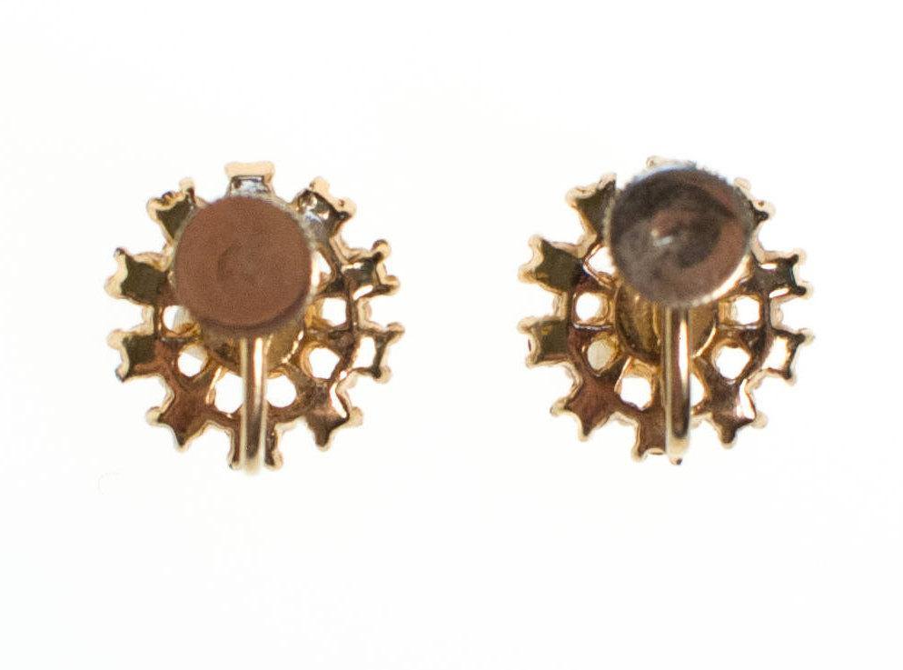 Vintage Opaline, Blue Topaz Crystal, and Faux Seed Pearl, Screw Backs by 1950s - Vintage Meet Modern Vintage Jewelry - Chicago, Illinois - #oldhollywoodglamour #vintagemeetmodern #designervintage #jewelrybox #antiquejewelry #vintagejewelry