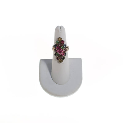 Vintage Colorful Pastel Rhinestone Statement Ring by 1960s - Vintage Meet Modern Vintage Jewelry - Chicago, Illinois - #oldhollywoodglamour #vintagemeetmodern #designervintage #jewelrybox #antiquejewelry #vintagejewelry