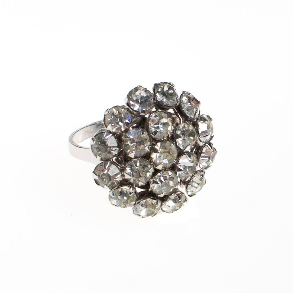 Vintage Art Deco Diamante Cluster Cocktail Statement Ring