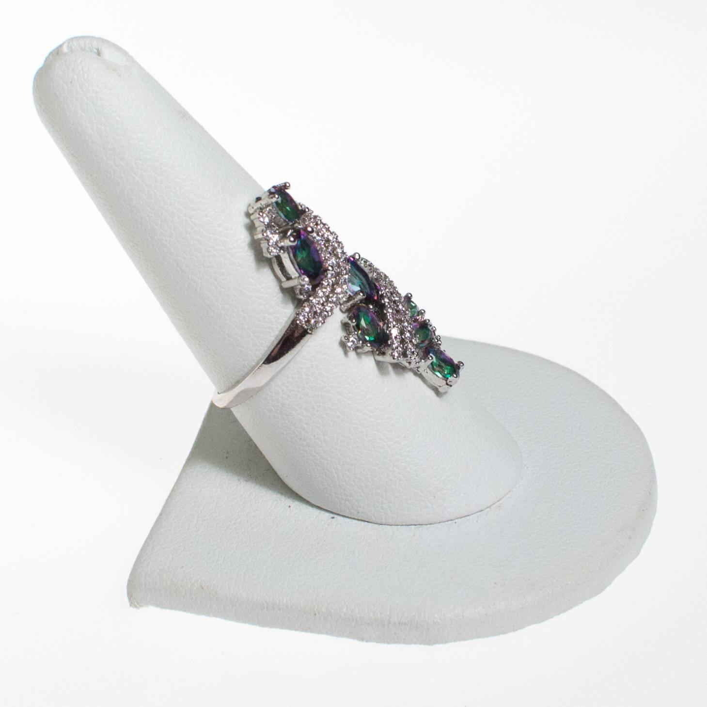 Vintage Mystic Topaz Statement Ring, Silver Tone by 1980s - Vintage Meet Modern Vintage Jewelry - Chicago, Illinois - #oldhollywoodglamour #vintagemeetmodern #designervintage #jewelrybox #antiquejewelry #vintagejewelry