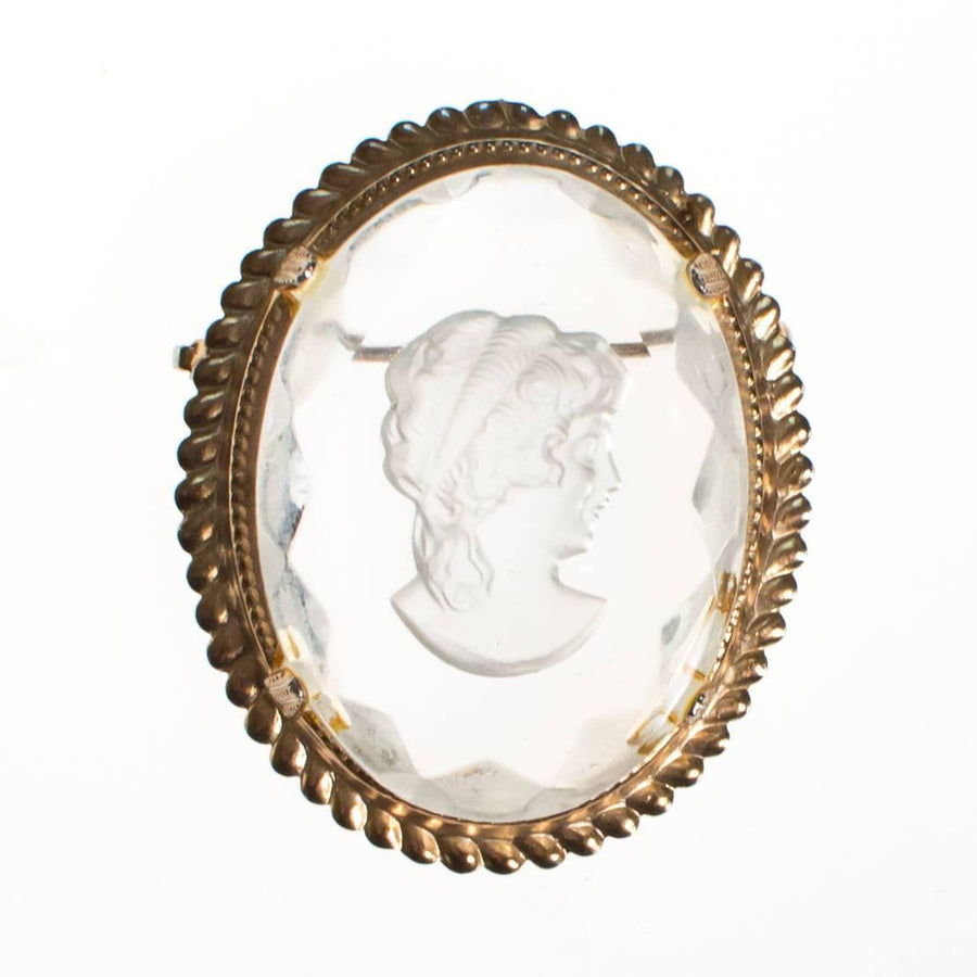 Vintage Carved Crystal Cameo Brooch by Cameo - Vintage Meet Modern Vintage Jewelry - Chicago, Illinois - #oldhollywoodglamour #vintagemeetmodern #designervintage #jewelrybox #antiquejewelry #vintagejewelry