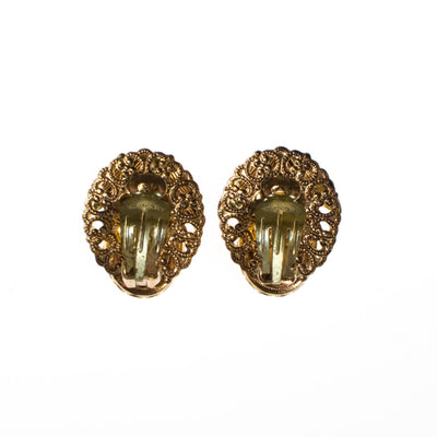 Vintage Pink Rhinestone and Gold Filigree Earrings made in West Germany by West Germany - Vintage Meet Modern Vintage Jewelry - Chicago, Illinois - #oldhollywoodglamour #vintagemeetmodern #designervintage #jewelrybox #antiquejewelry #vintagejewelry