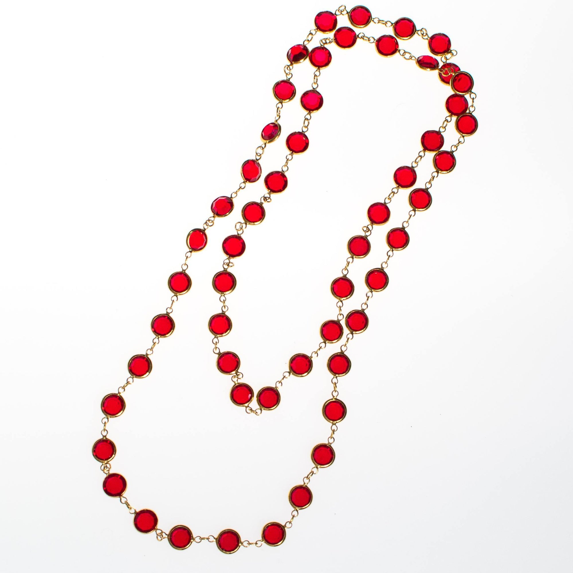 Swarovski Red Bezel Set Crystal Necklace by Swarovski - Vintage Meet Modern Vintage Jewelry - Chicago, Illinois - #oldhollywoodglamour #vintagemeetmodern #designervintage #jewelrybox #antiquejewelry #vintagejewelry