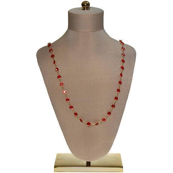 Swarovski Red Bezel Set Crystal Necklace by Swarovski - Vintage Meet Modern Vintage Jewelry - Chicago, Illinois - #oldhollywoodglamour #vintagemeetmodern #designervintage #jewelrybox #antiquejewelry #vintagejewelry