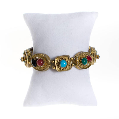 Vintage Victorian Revival Gold Charm Slide Bracelet by 1950s - Vintage Meet Modern Vintage Jewelry - Chicago, Illinois - #oldhollywoodglamour #vintagemeetmodern #designervintage #jewelrybox #antiquejewelry #vintagejewelry