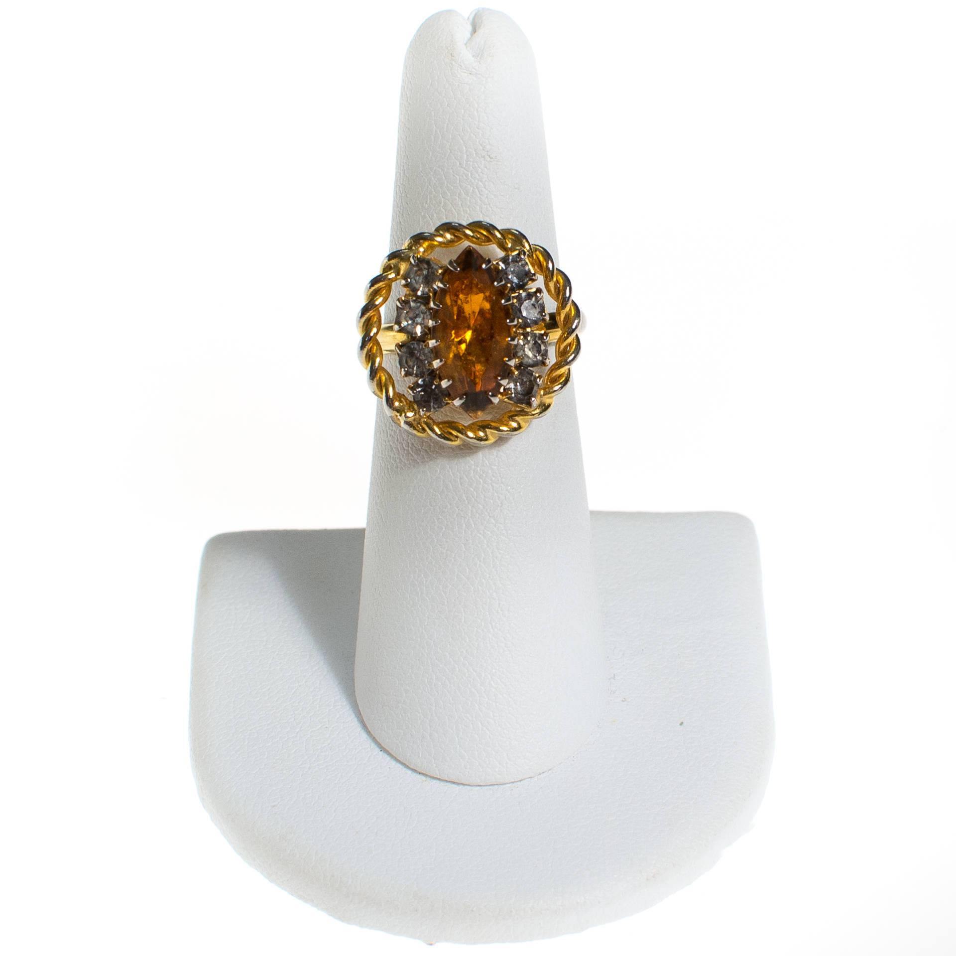 Amber Crystal Statement Ring with Rhinestones by 1960s - Vintage Meet Modern Vintage Jewelry - Chicago, Illinois - #oldhollywoodglamour #vintagemeetmodern #designervintage #jewelrybox #antiquejewelry #vintagejewelry